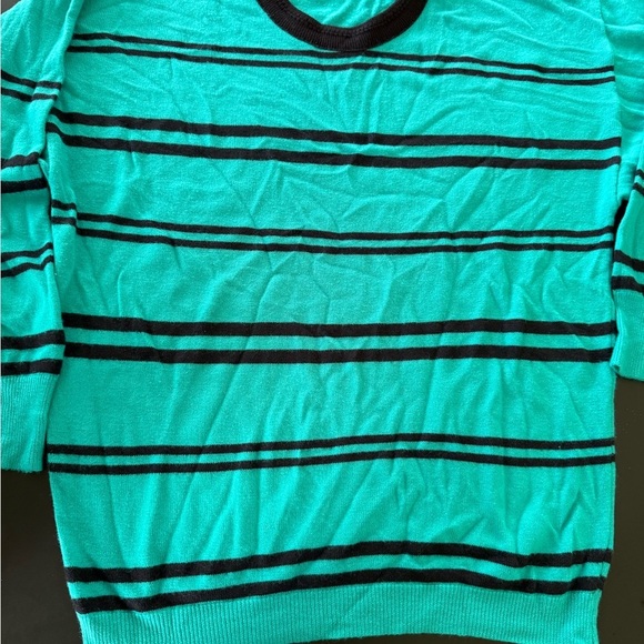 Retro Teal & Black Striped Sweater – Size M - Picture 3 of 9